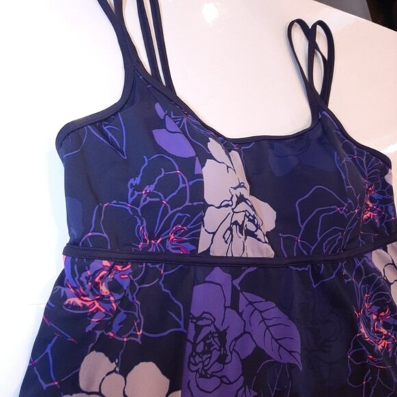 Beach Belle Floral Swimdress Babydoll Double Strap Tank One Piece Swimsuit - Picture 5 of 12